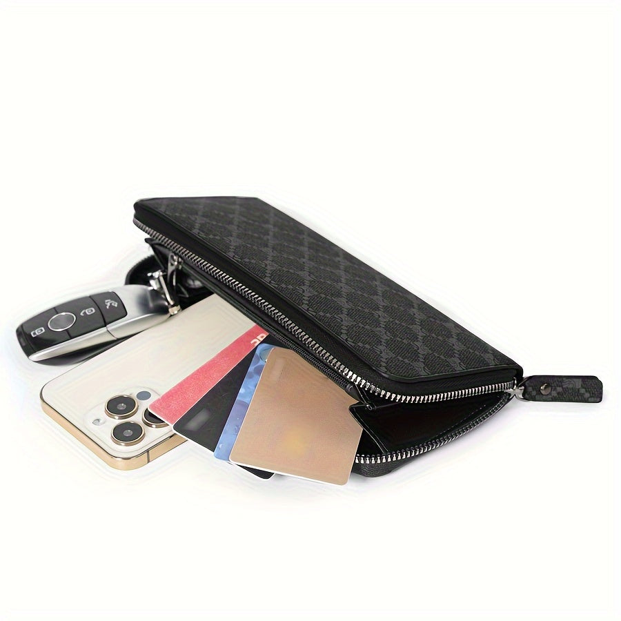 Men's Long Zippered Wallet with 20 cm Phone Pocket