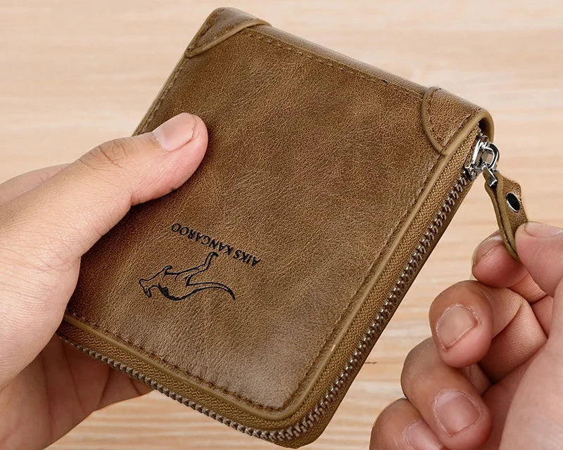 Luxury Men's PU Leather Wallet with RFID Protection and Coin Pocket - Business Style Image