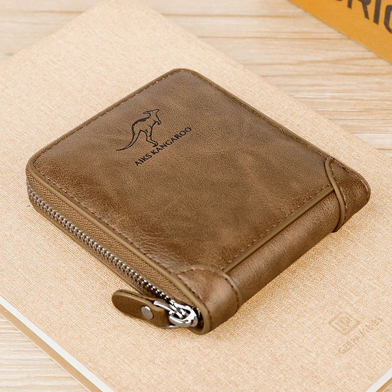 Luxury Men's PU Leather Wallet with RFID Protection and Coin Pocket - Business Style