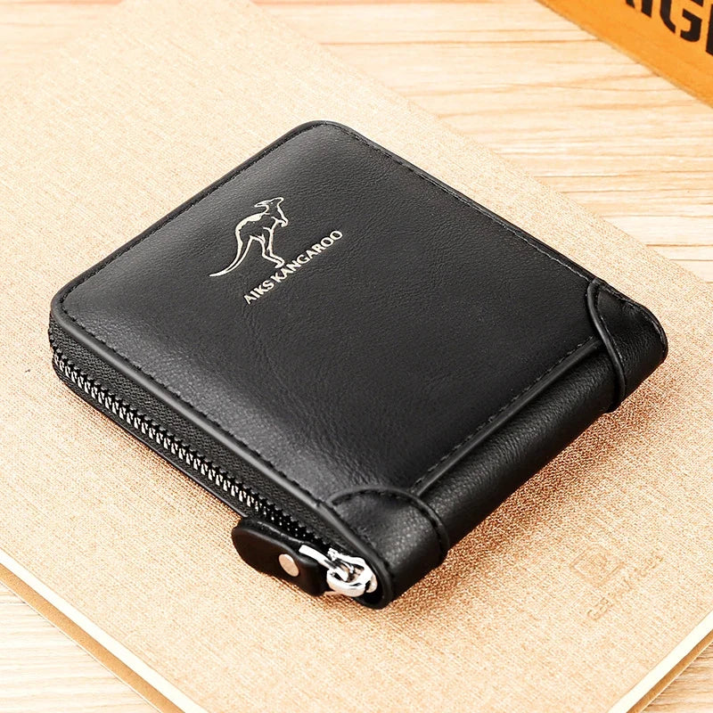 Luxury Men's PU Leather Wallet with RFID Protection and Coin Pocket - Business Style