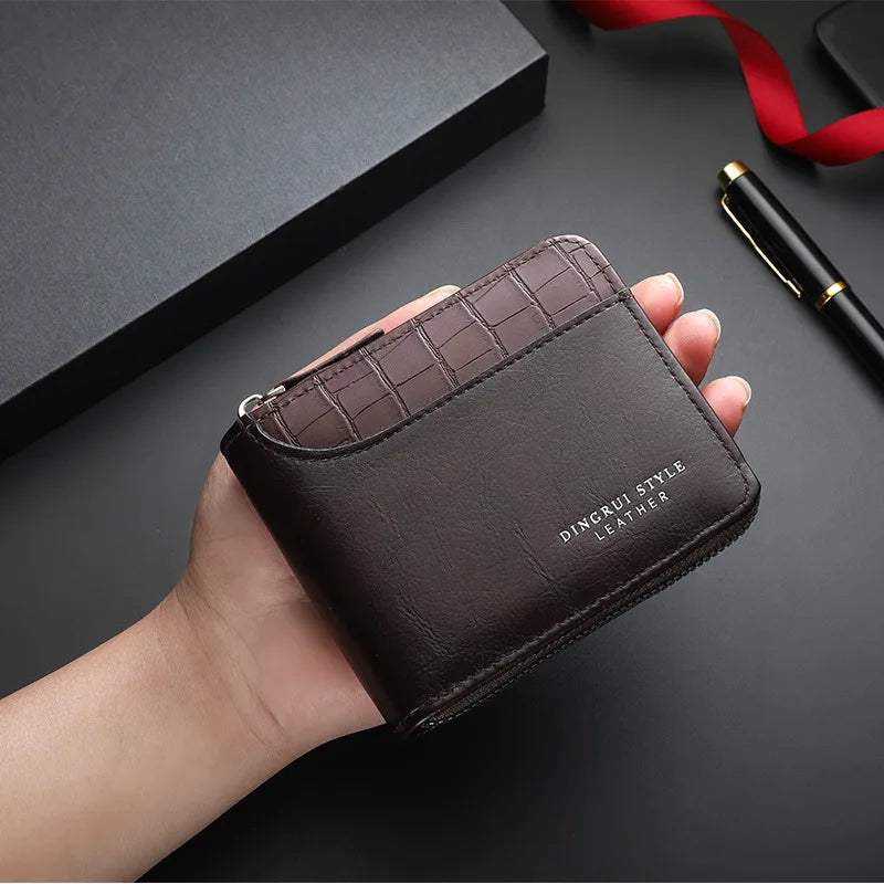 Luxury Leather Wallet for Men with RFID Protection and Zippered Coin Pocket