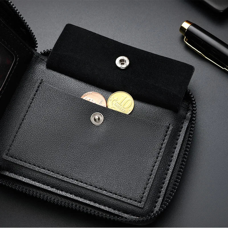 Luxury Leather Wallet for Men with RFID Protection and Zippered Coin Pocket Image