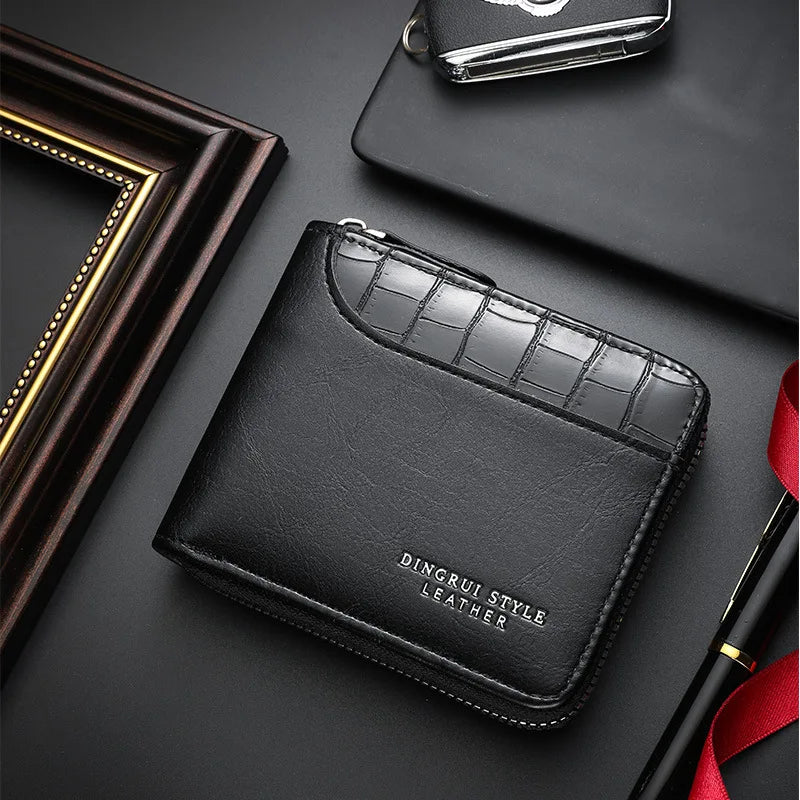 Luxury Leather Wallet for Men with RFID Protection and Zippered Coin Pocket