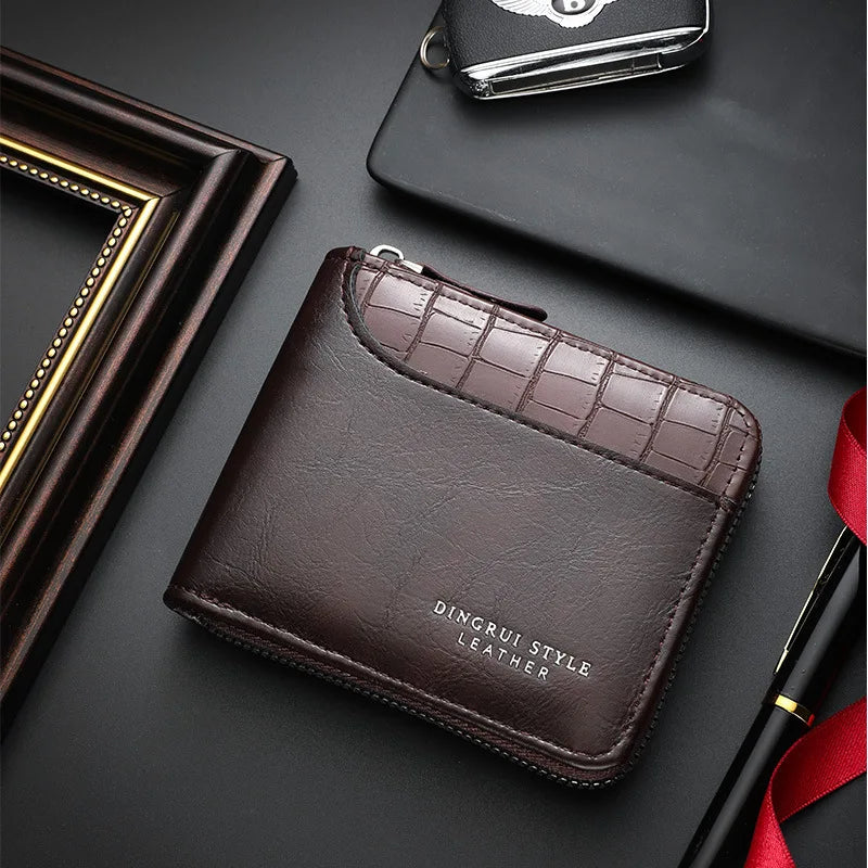 Luxury Leather Wallet for Men with RFID Protection and Zippered Coin Pocket