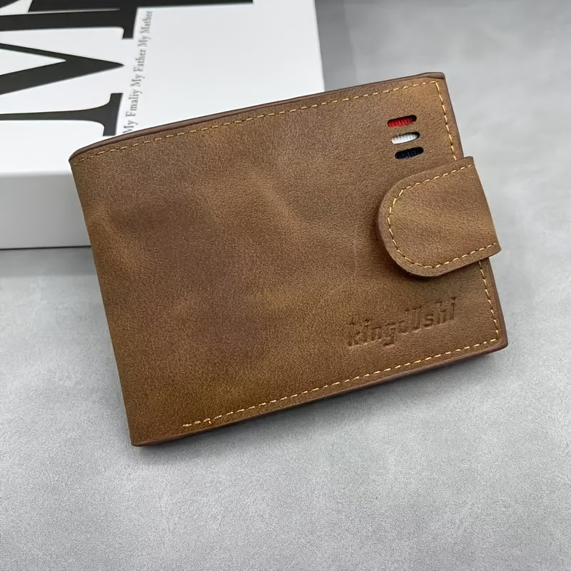 Men's Matte Faux Leather Wallet with Coin Pocket