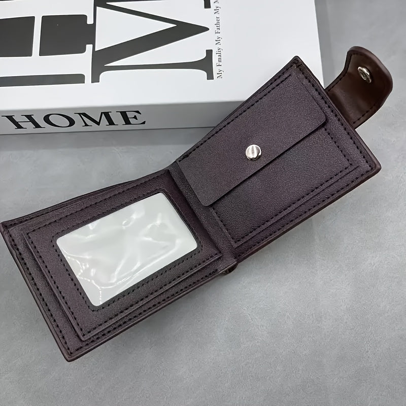Men's Matte Faux Leather Wallet with Coin Pocket