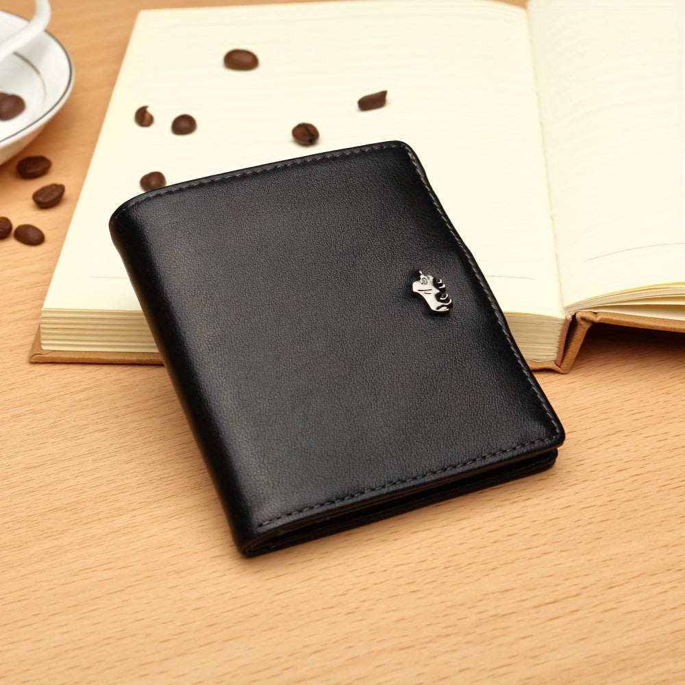 Men's Mini Cowhide Leather Wallet, 8 Card Slots