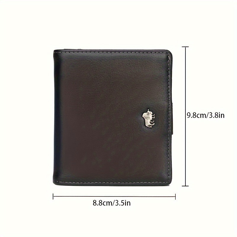 Men's Mini Cowhide Leather Wallet, 8 Card Slots