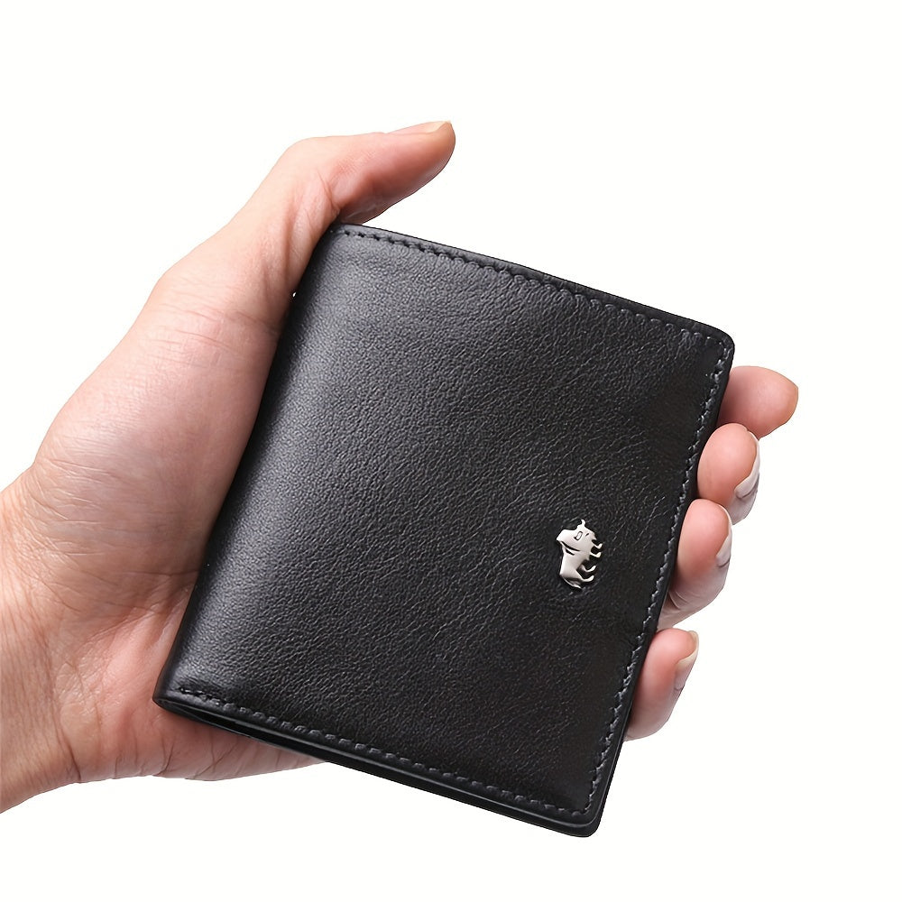 Men's Mini Cowhide Leather Wallet, 8 Card Slots