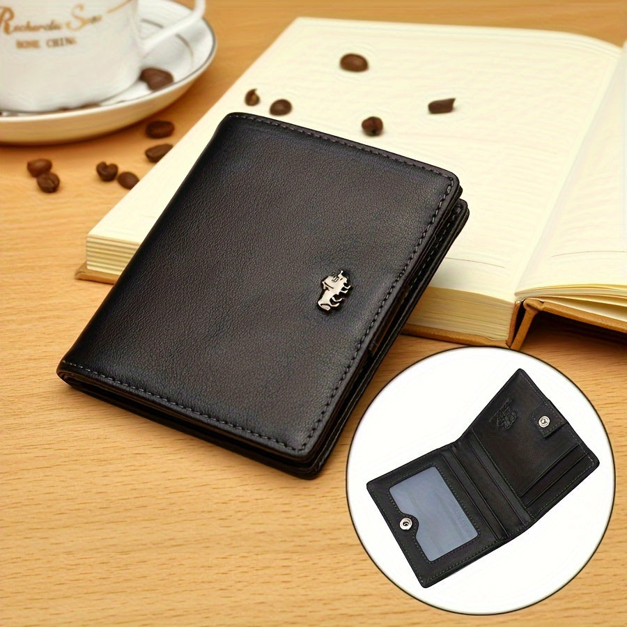 Men's Mini Cowhide Leather Wallet, 8 Card Slots