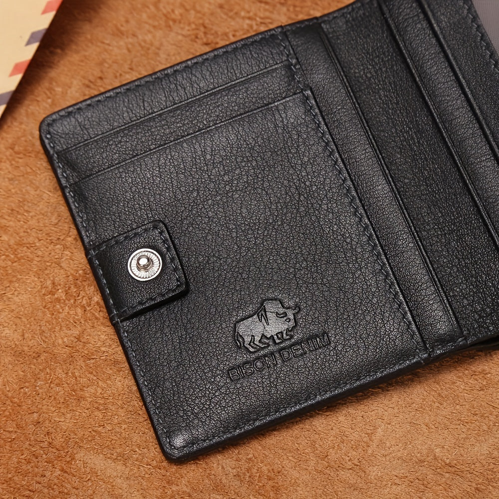 Men's Mini Cowhide Leather Wallet, 8 Card Slots
