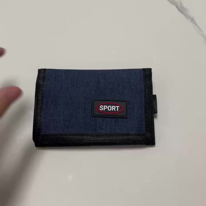 Men's Nylon Trifold Wallet with Chain and Carabiner