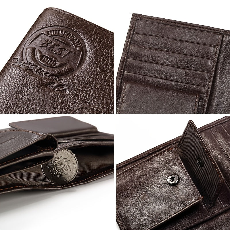 Men's Passport and Card Wallet, Cowhide Leather