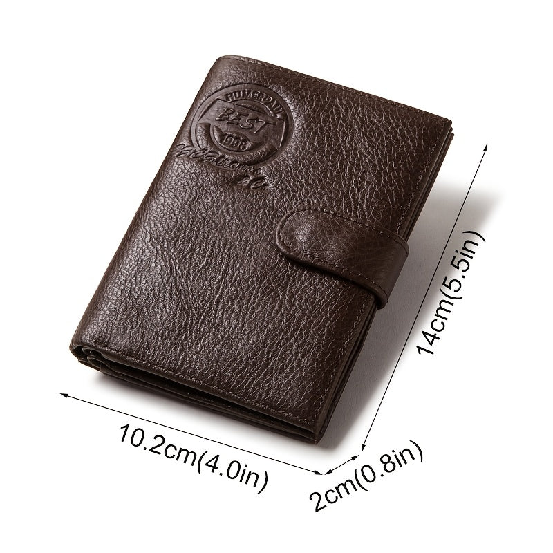 Men's Passport and Card Wallet, Cowhide Leather