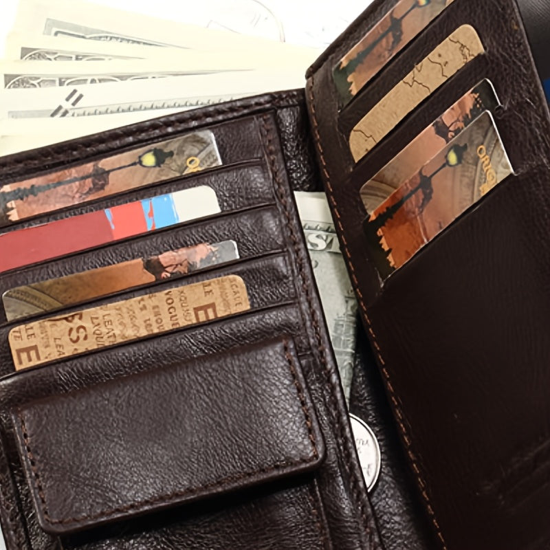Men's Passport and Card Wallet, Cowhide Leather
