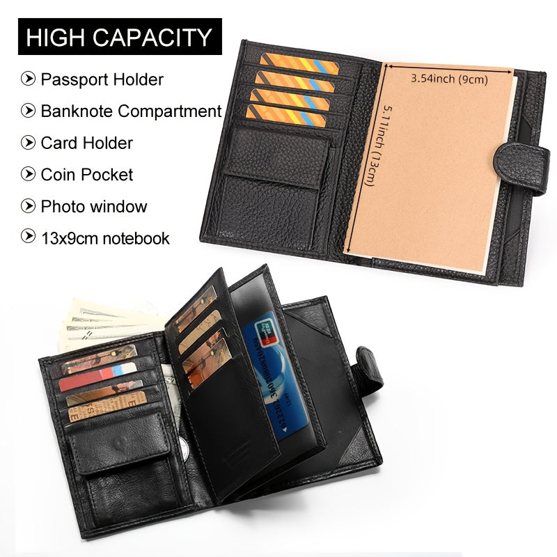 Men's Passport and Card Wallet, Cowhide Leather Image