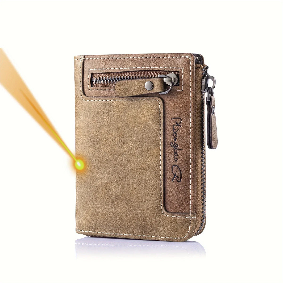 Customizable Men's PU Leather RFID Wallet with Zip and Multiple Compartments