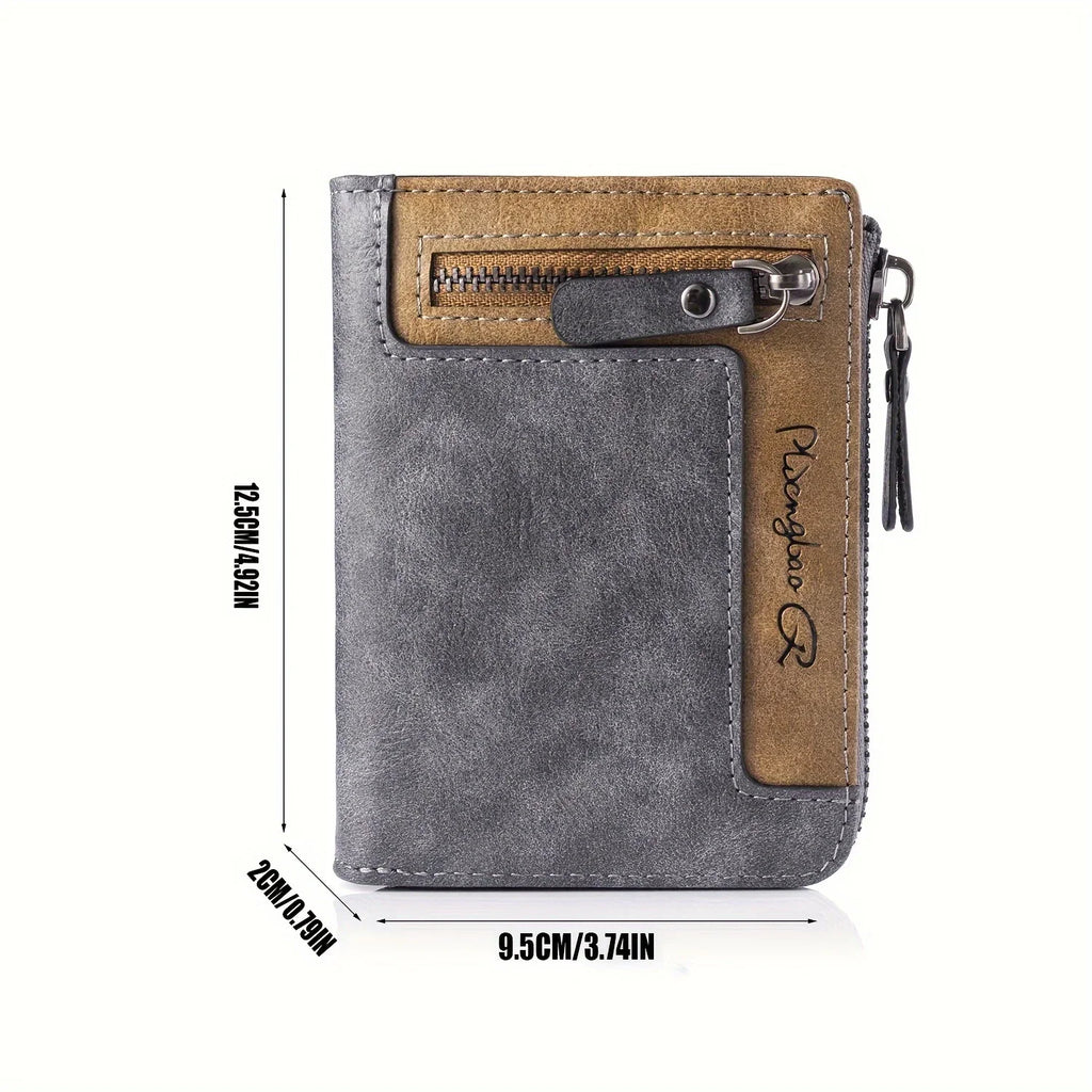 Customizable Men's PU Leather RFID Wallet with Zip and Multiple Compartments