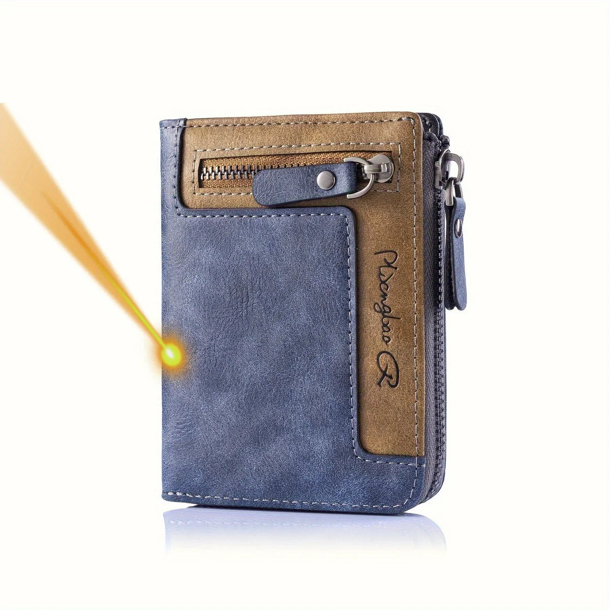 Customizable Men's PU Leather RFID Wallet with Zip and Multiple Compartments