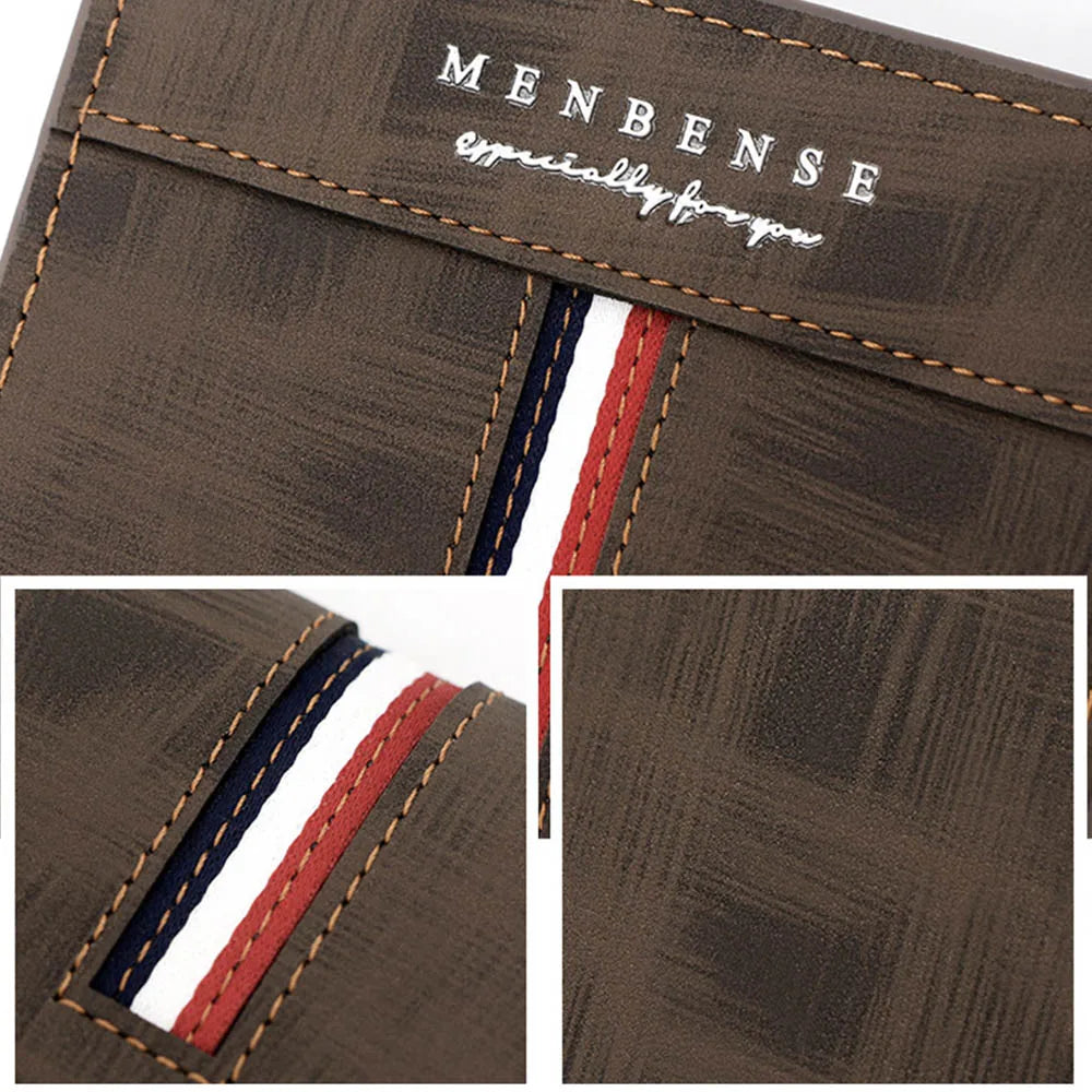 Men's Wallet with Zippered Coin Pocket, Tricolor Stripe