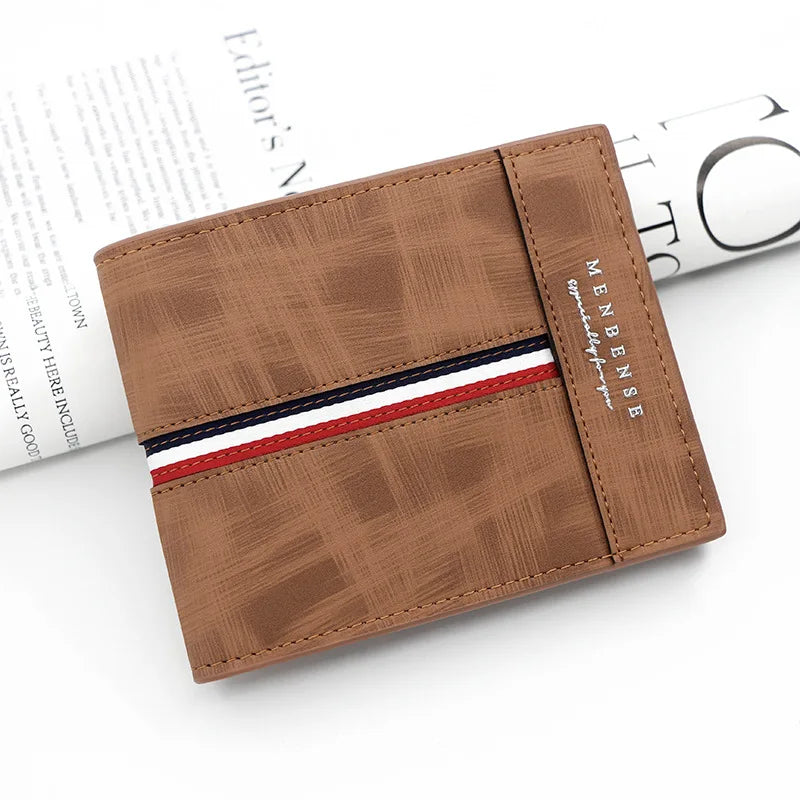 Men's Wallet with Zippered Coin Pocket, Tricolor Stripe
