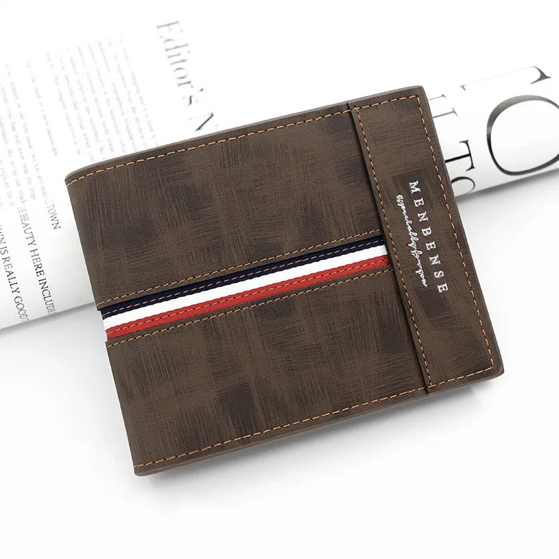 Men's Wallet with Zippered Coin Pocket, Tricolor Stripe