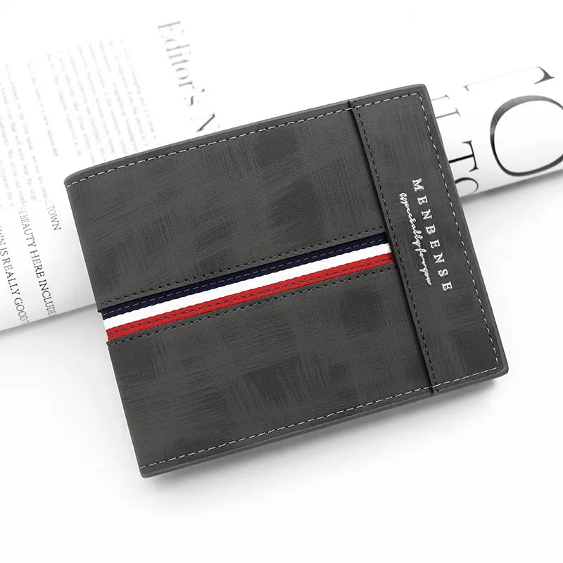 Men's Wallet with Zippered Coin Pocket, Tricolor Stripe