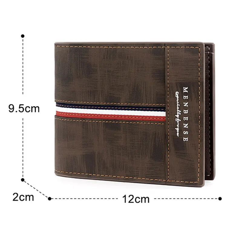 Men's Wallet with Zippered Coin Pocket, Tricolor Stripe