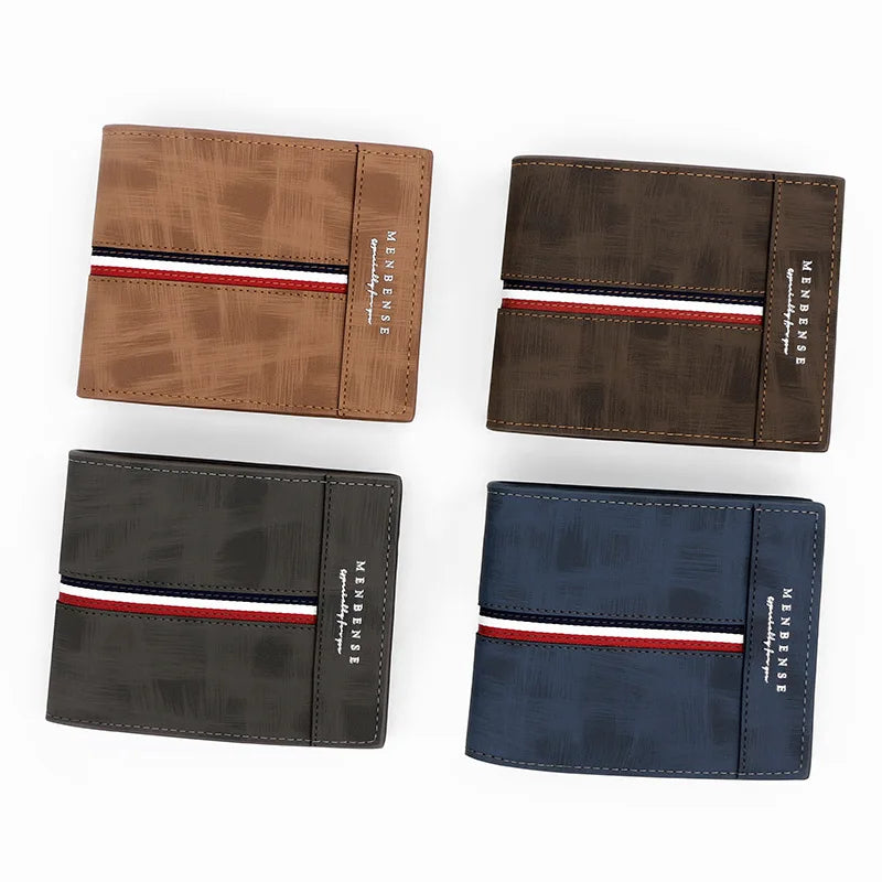 Men's Wallet with Zippered Coin Pocket, Tricolor Stripe