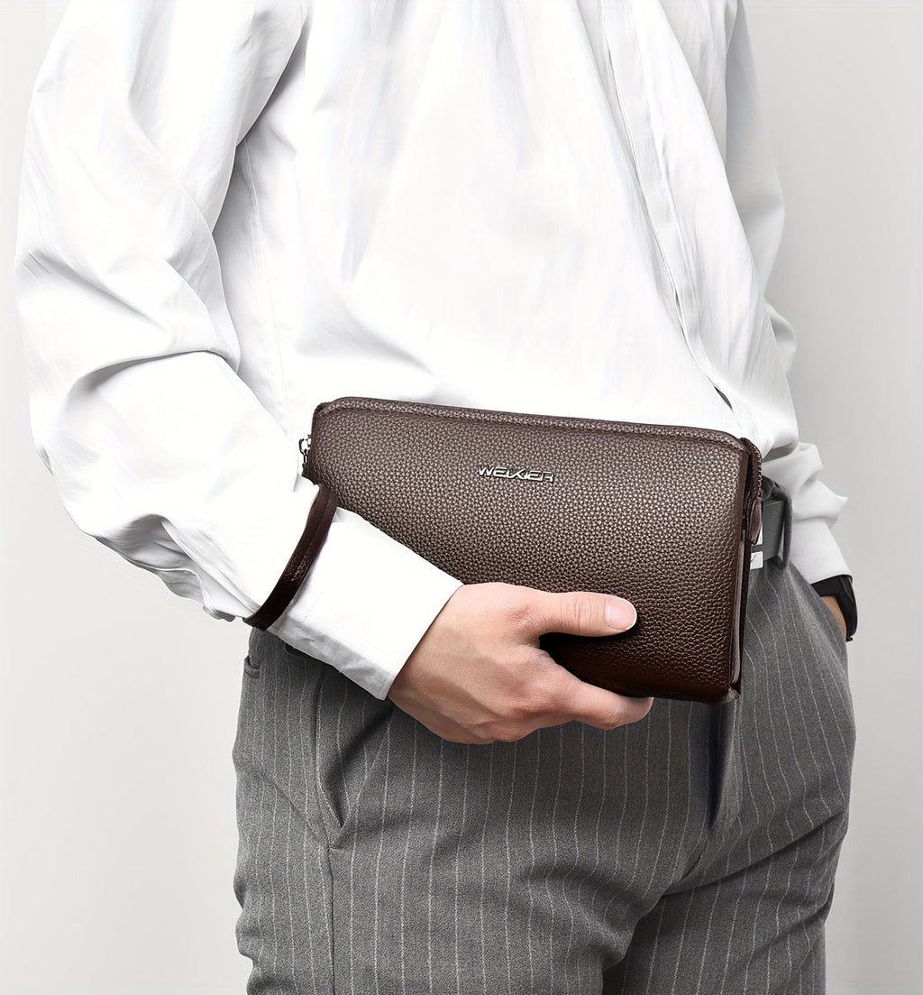 Men's Zip Wallet with Lock and 12 Card Slots