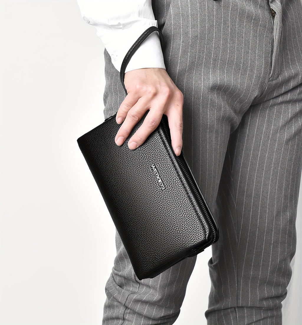 Men's Zip Wallet with Lock and 12 Card Slots