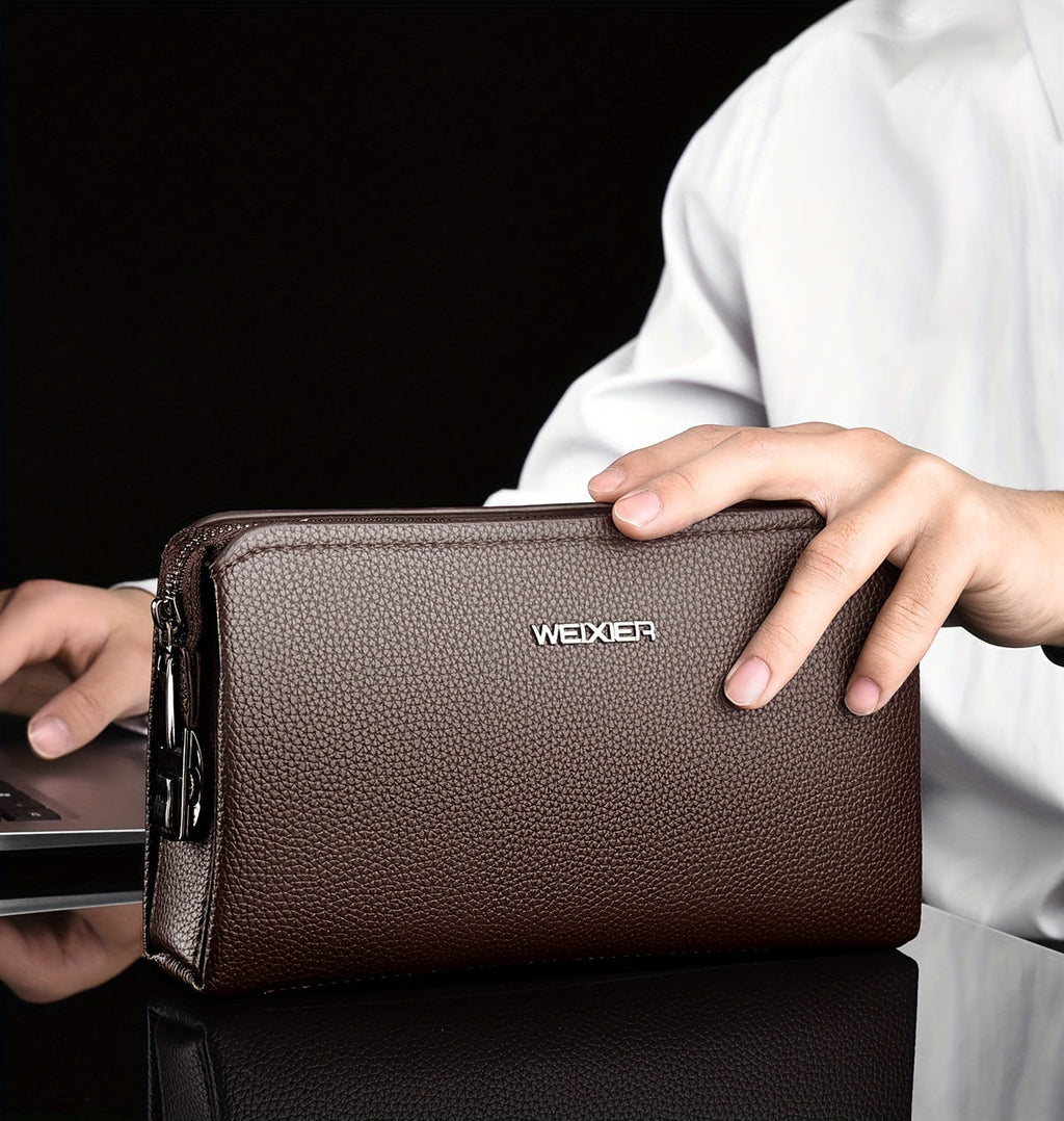 Men's Zip Wallet with Lock and 12 Card Slots