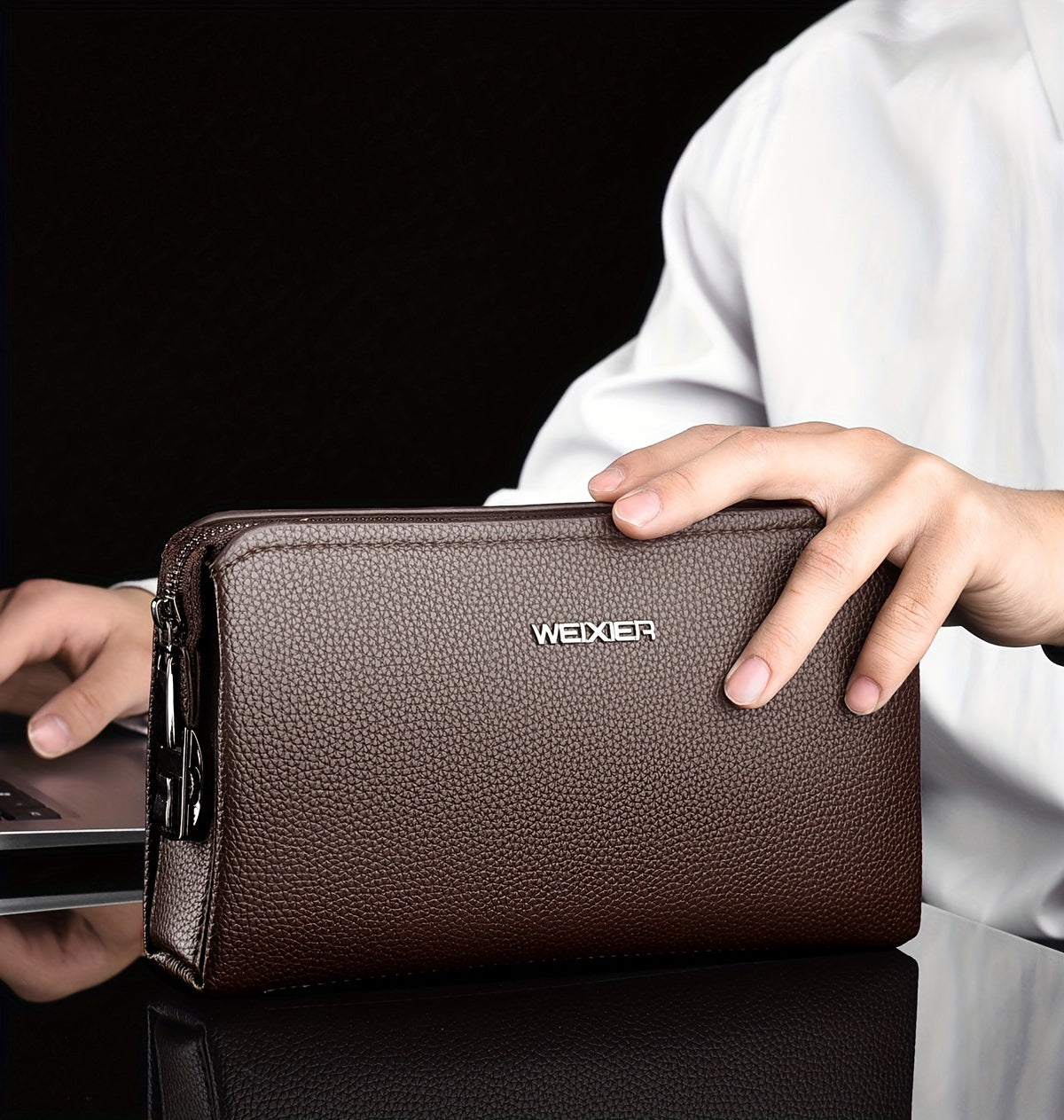Men's Zip Wallet with Lock and 12 Card Slots