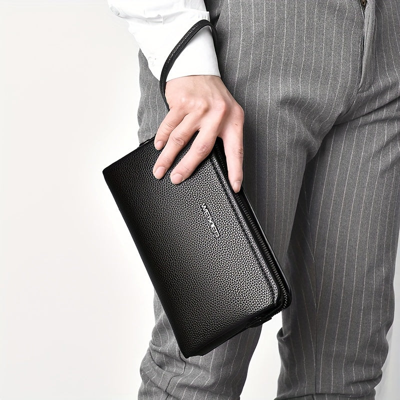 Men's Zip Wallet with Lock and 12 Card Slots