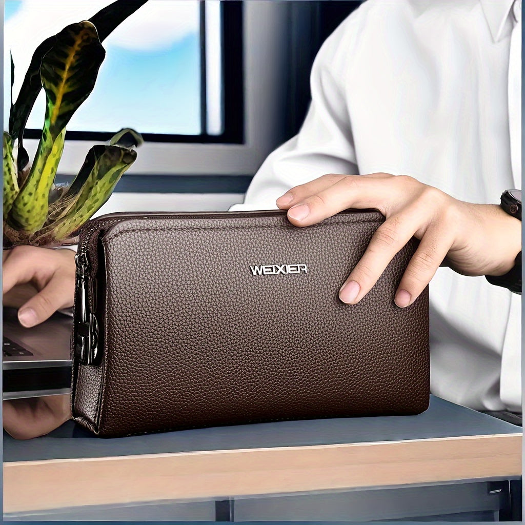 Men's Zip Wallet with Lock and 12 Card Slots
