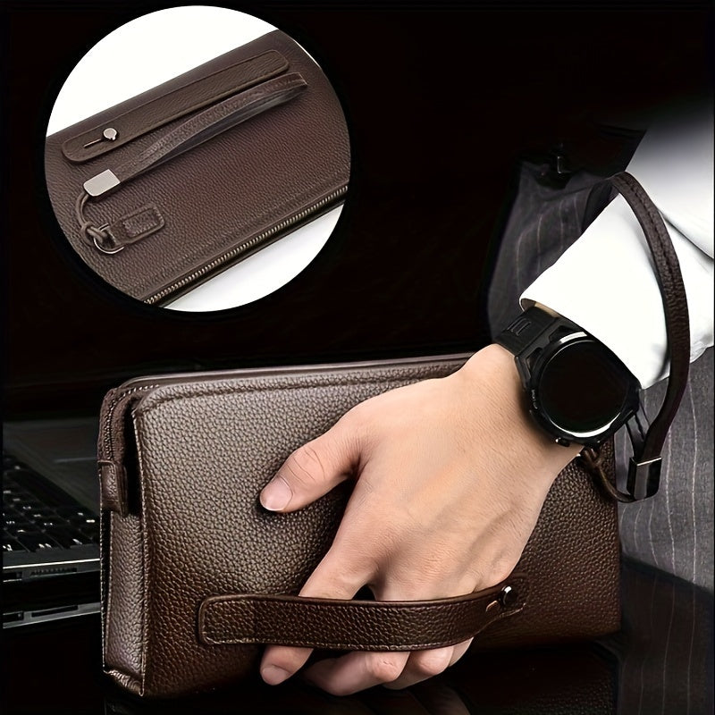 Men's Zip Wallet with Lock and 12 Card Slots
