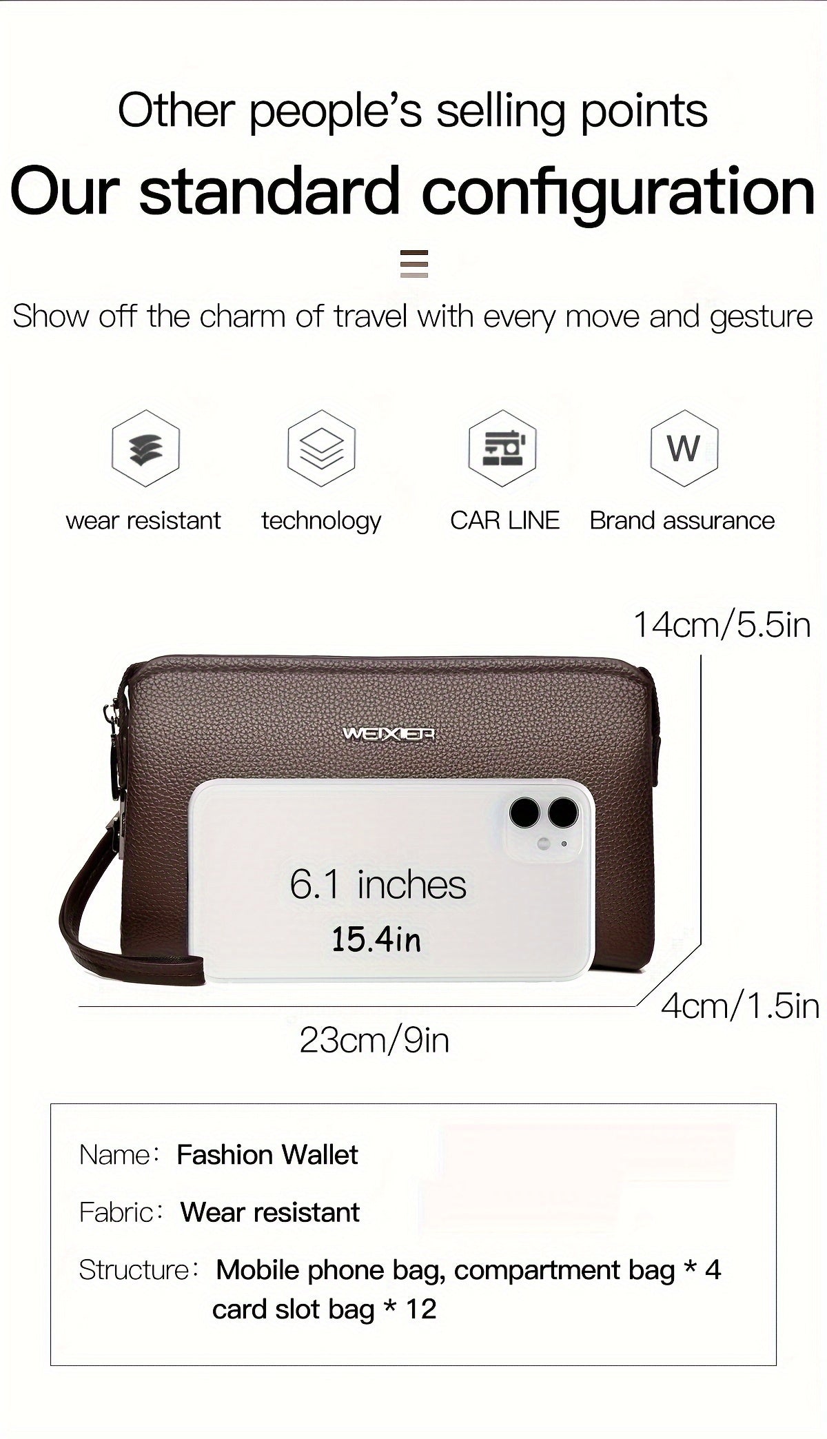Men's Zip Wallet with Lock and 12 Card Slots Image