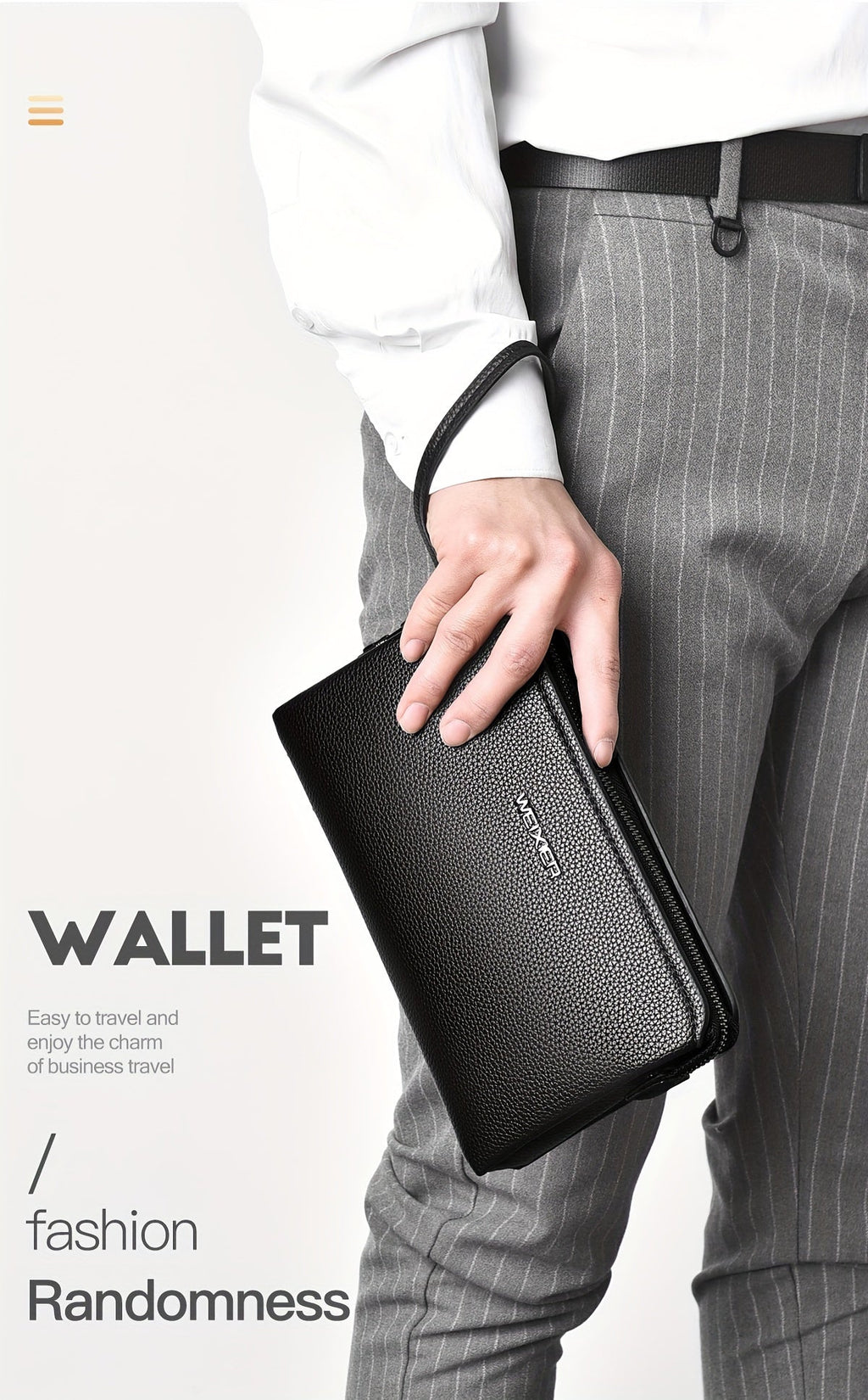 Men's Zip Wallet with Lock and 12 Card Slots