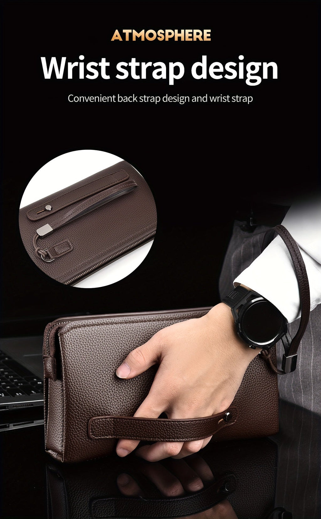 Men's Zip Wallet with Lock and 12 Card Slots