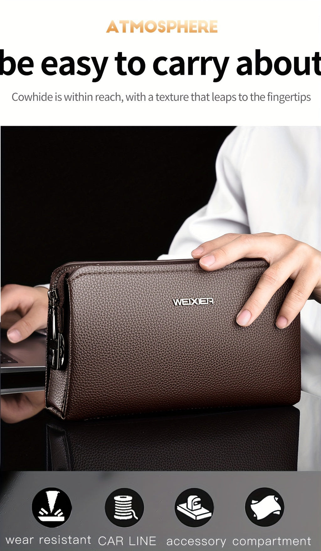 Men's Zip Wallet with Lock and 12 Card Slots