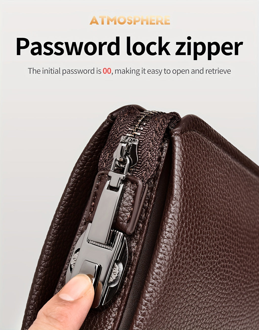 Men's Zip Wallet with Lock and 12 Card Slots