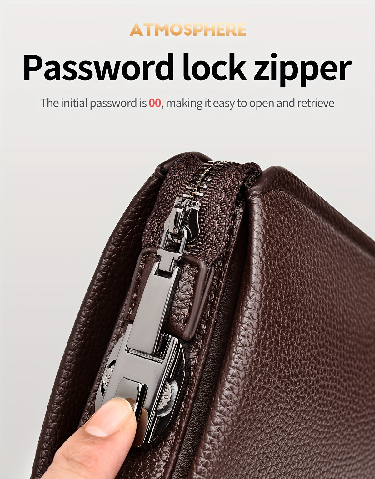 Men's Zip Wallet with Lock and 12 Card Slots