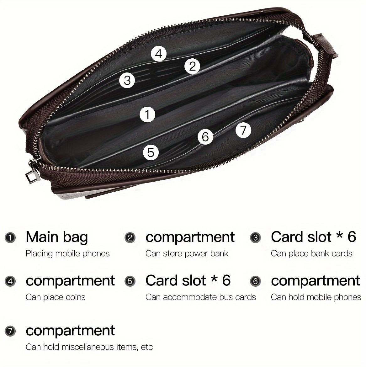 Men's Zip Wallet with Lock and 12 Card Slots