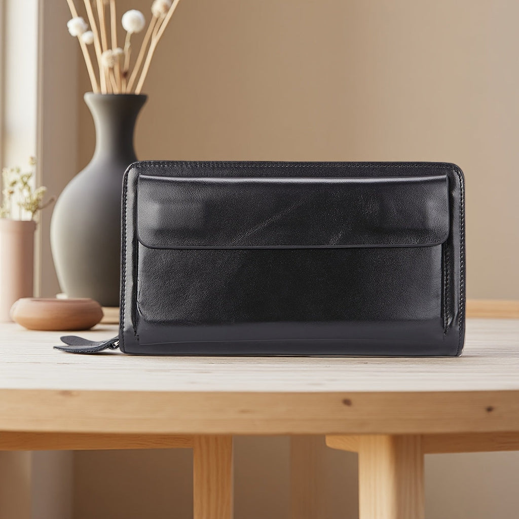 Men's Wallet Clutch 21.5 cm in Waxed Cowhide