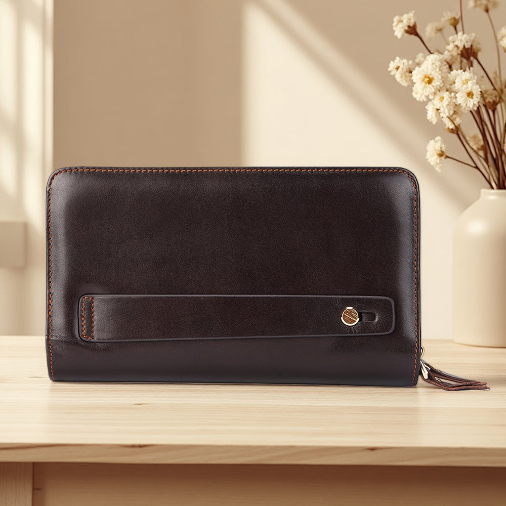 Men's Wallet Clutch 21.5 cm in Waxed Cowhide