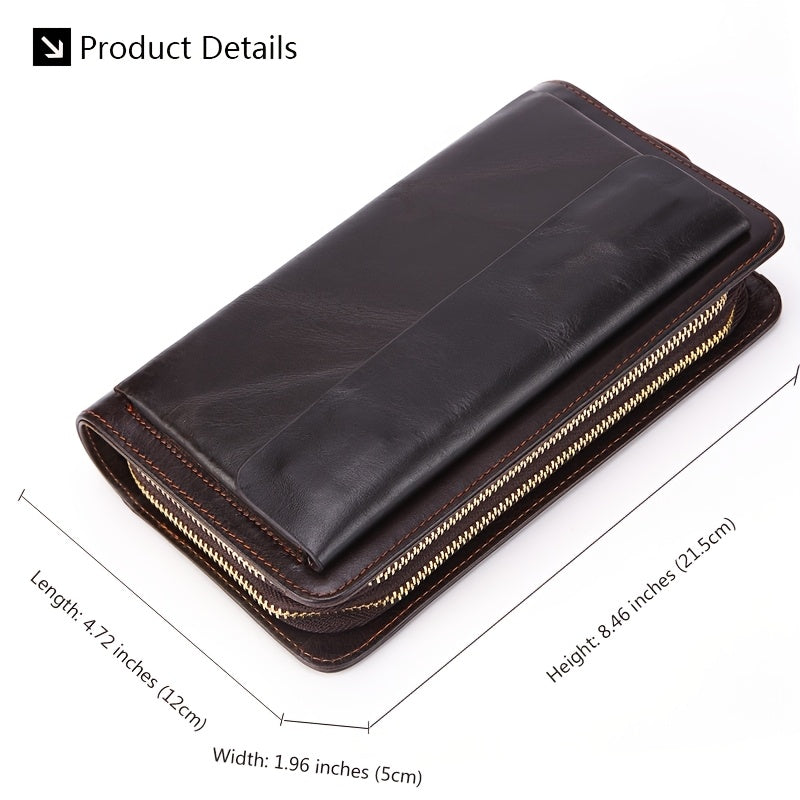 Men's Wallet Clutch 21.5 cm in Waxed Cowhide