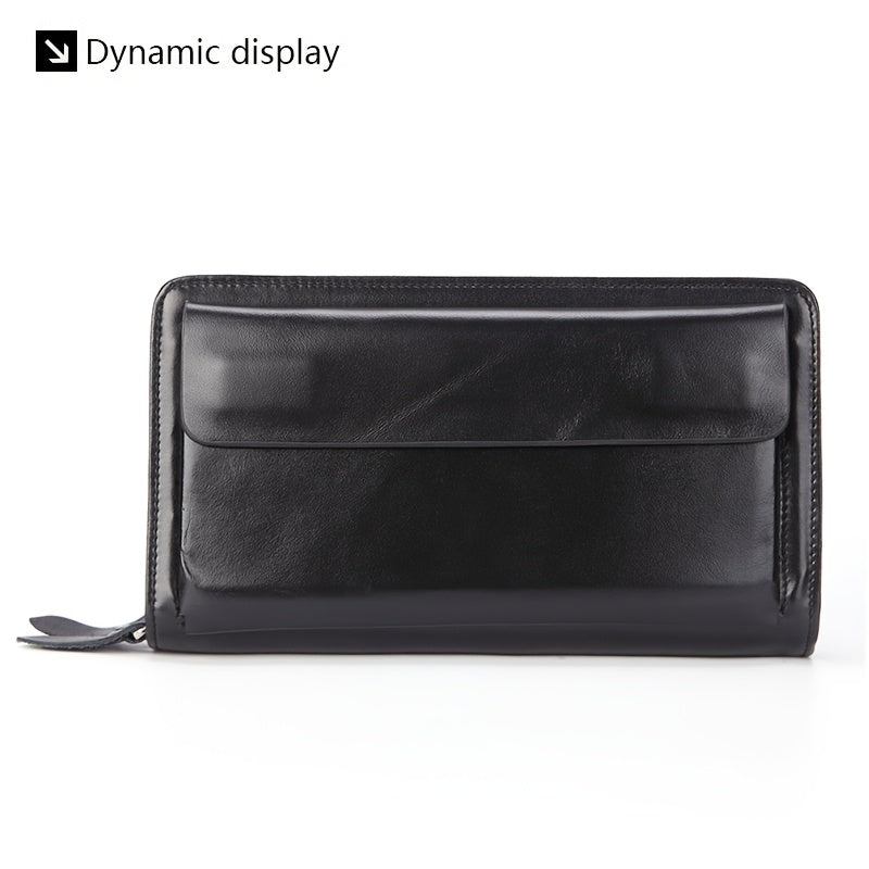 Men's Wallet Clutch 21.5 cm in Waxed Cowhide
