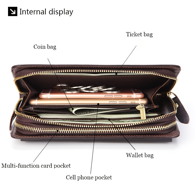 Men's Wallet Clutch 21.5 cm in Waxed Cowhide