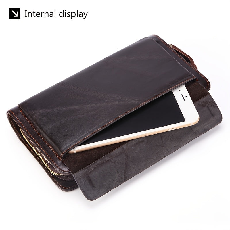 Men's Wallet Clutch 21.5 cm in Waxed Cowhide