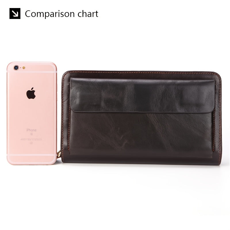 Men's Wallet Clutch 21.5 cm in Waxed Cowhide